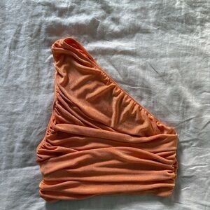 Orange One Shoulder Crop Top